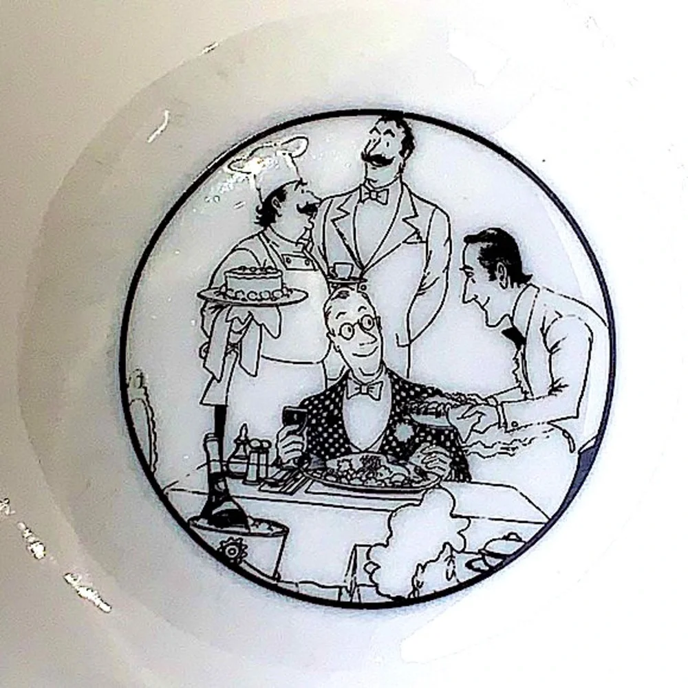 EPOCH “LE RESTAURANT” 6 INCH RIM CEREAL BOWL Y2K WHITE BLACK ROUND - Picture 2 of 5